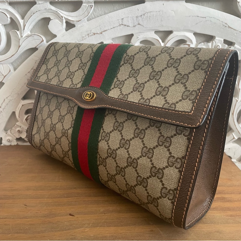 🔴SOLD🔴Gucci Ophidia Sherry Line Supreme GG Monogram Clutch Bag, - Picture 11 of 17